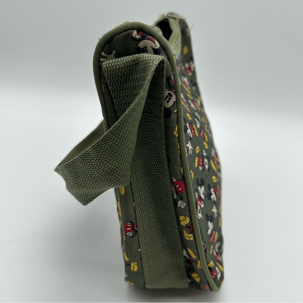 Disney Olive Green Mickey Mouse Nylon Shoulder Bag and Matching Cosmetics Case - Picture 5 of 16